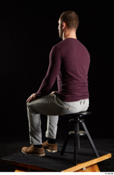 Whole Body Man White Shoes Sweatshirt Trousers Slim Sitting Studio photo references